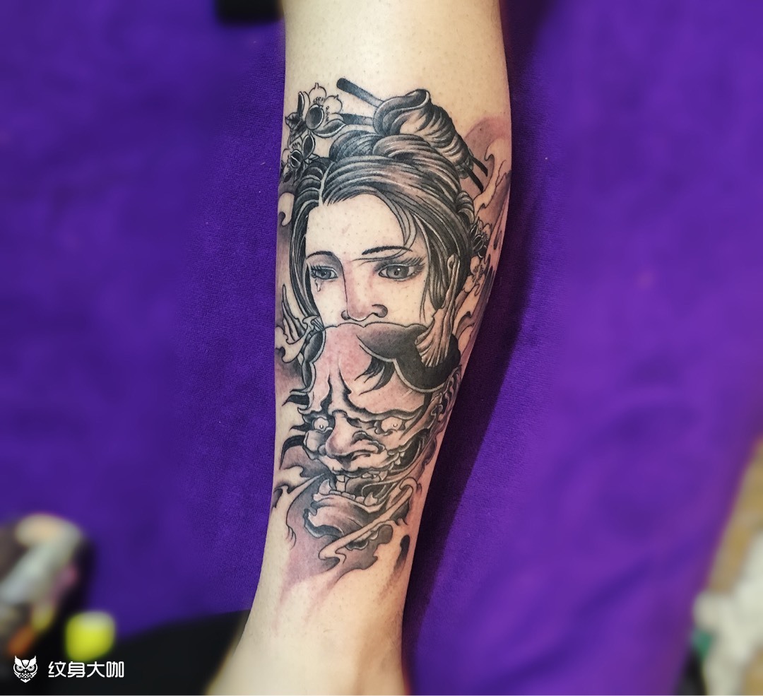 小腿艺妓般若_纹身图案手稿图片_针舞堂的纹身作品集