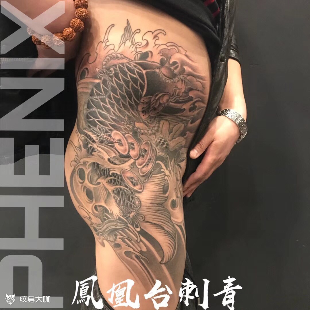 鲤鱼,腰缠万贯_纹身图案手稿图片_tattoo 一ep的纹身作品集