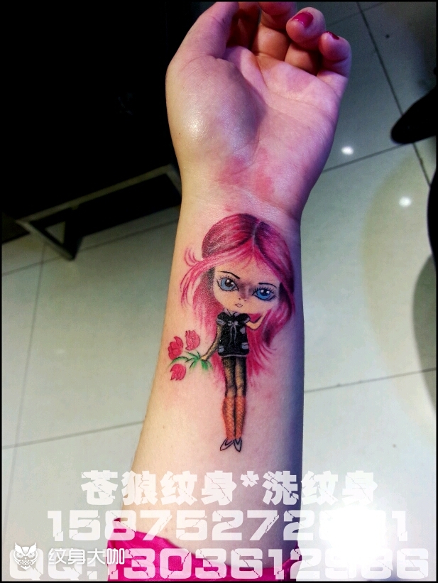 手腕洋娃娃盖疤……_纹身图案手稿图片_李昭廷的纹身作品集