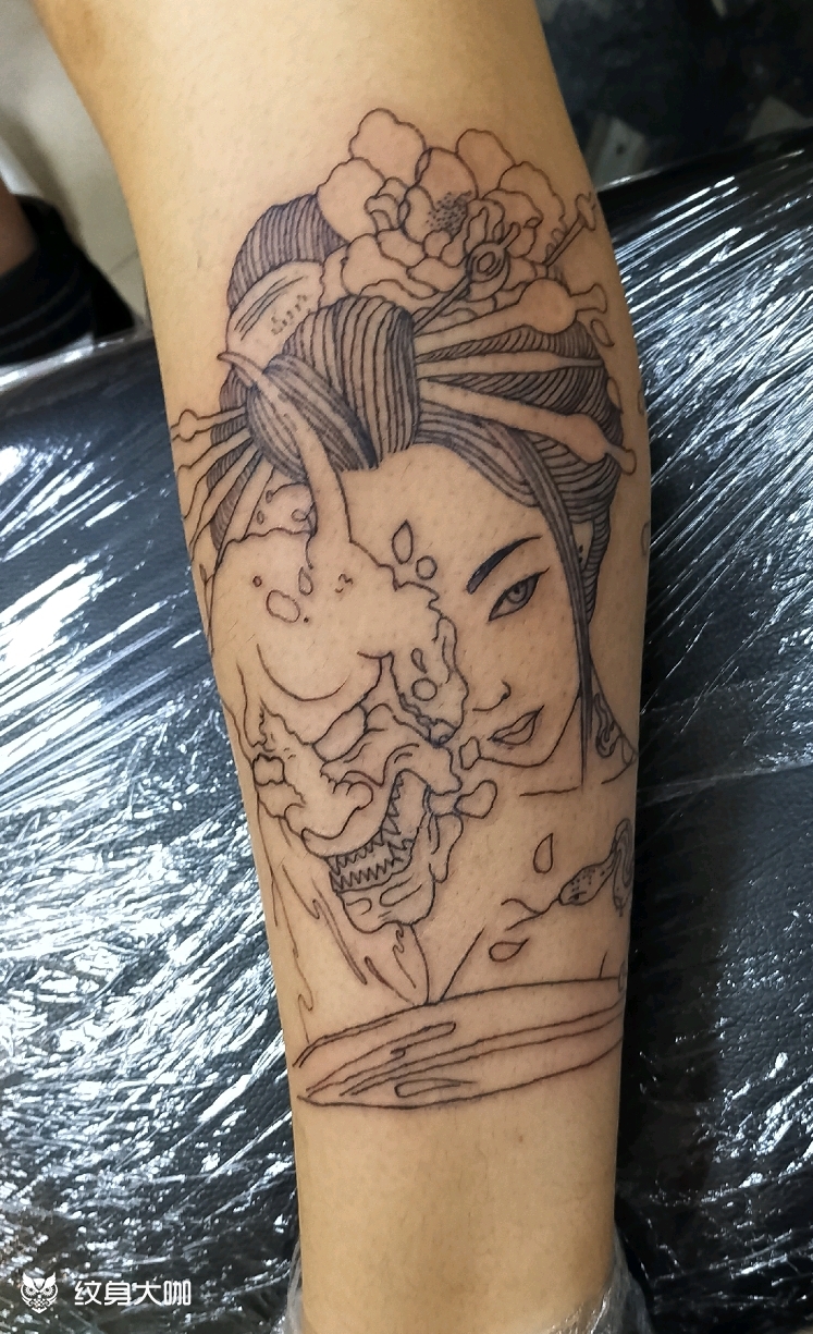 艺伎_纹身图案手稿图片_纹姐的纹身作品集