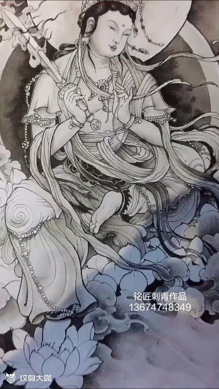 文殊菩萨_纹身图案手稿图片_龙哥的纹身作品集