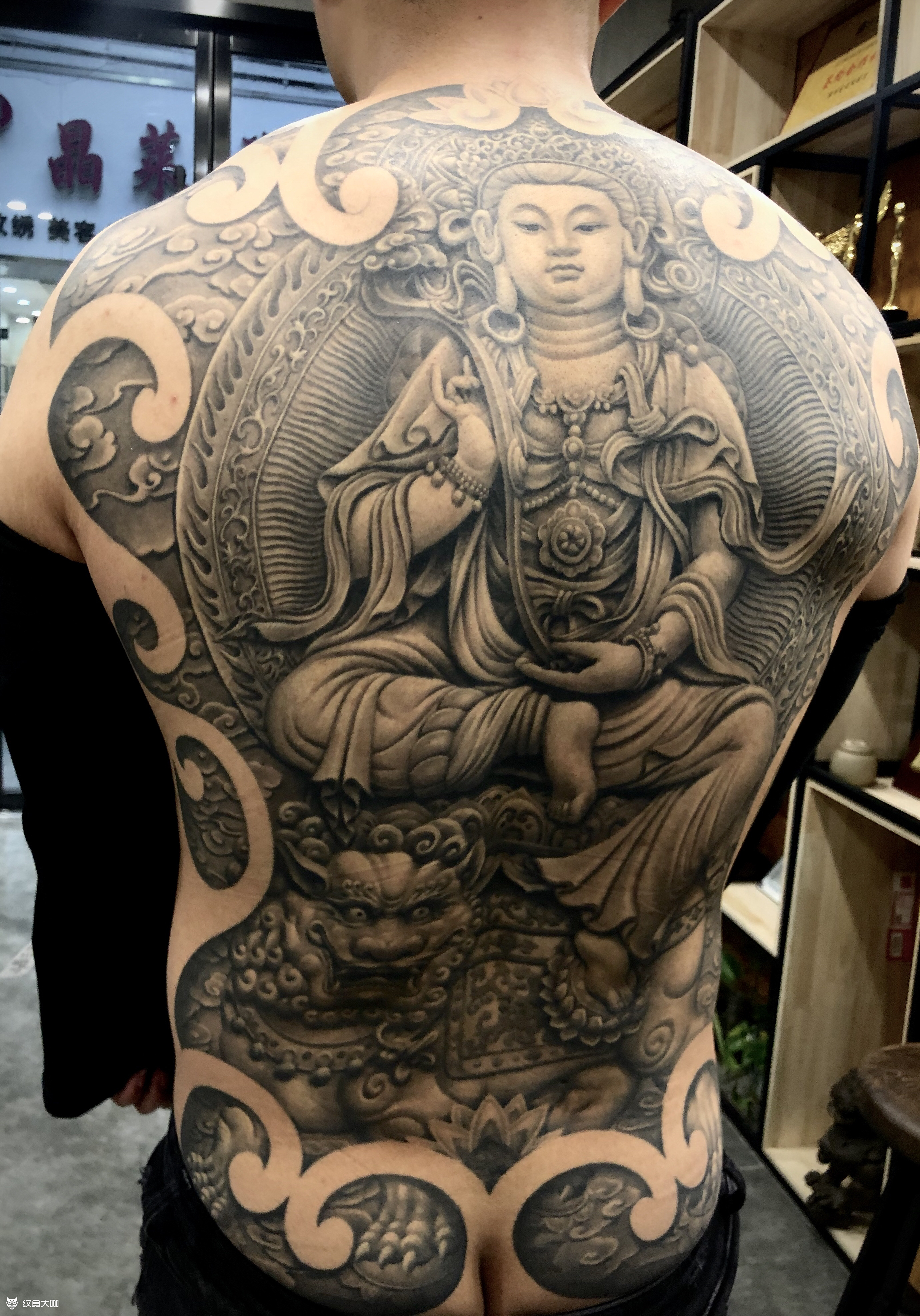 文殊菩萨恢复三年多_纹身图案手稿图片_苏州龙之纹朱敦亮的纹身作品集