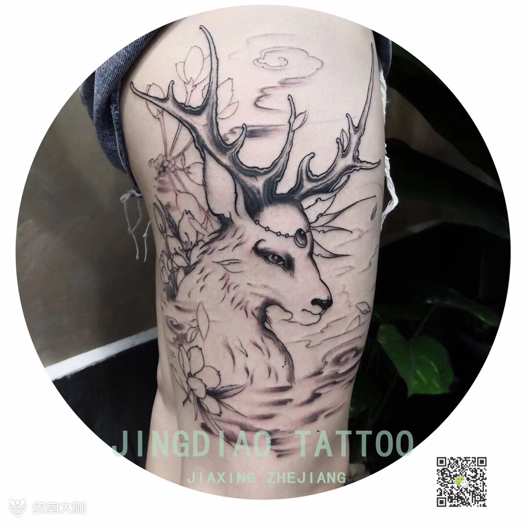 麋鹿_纹身图案手稿图片_精雕jd·tattoo-强的纹身作品