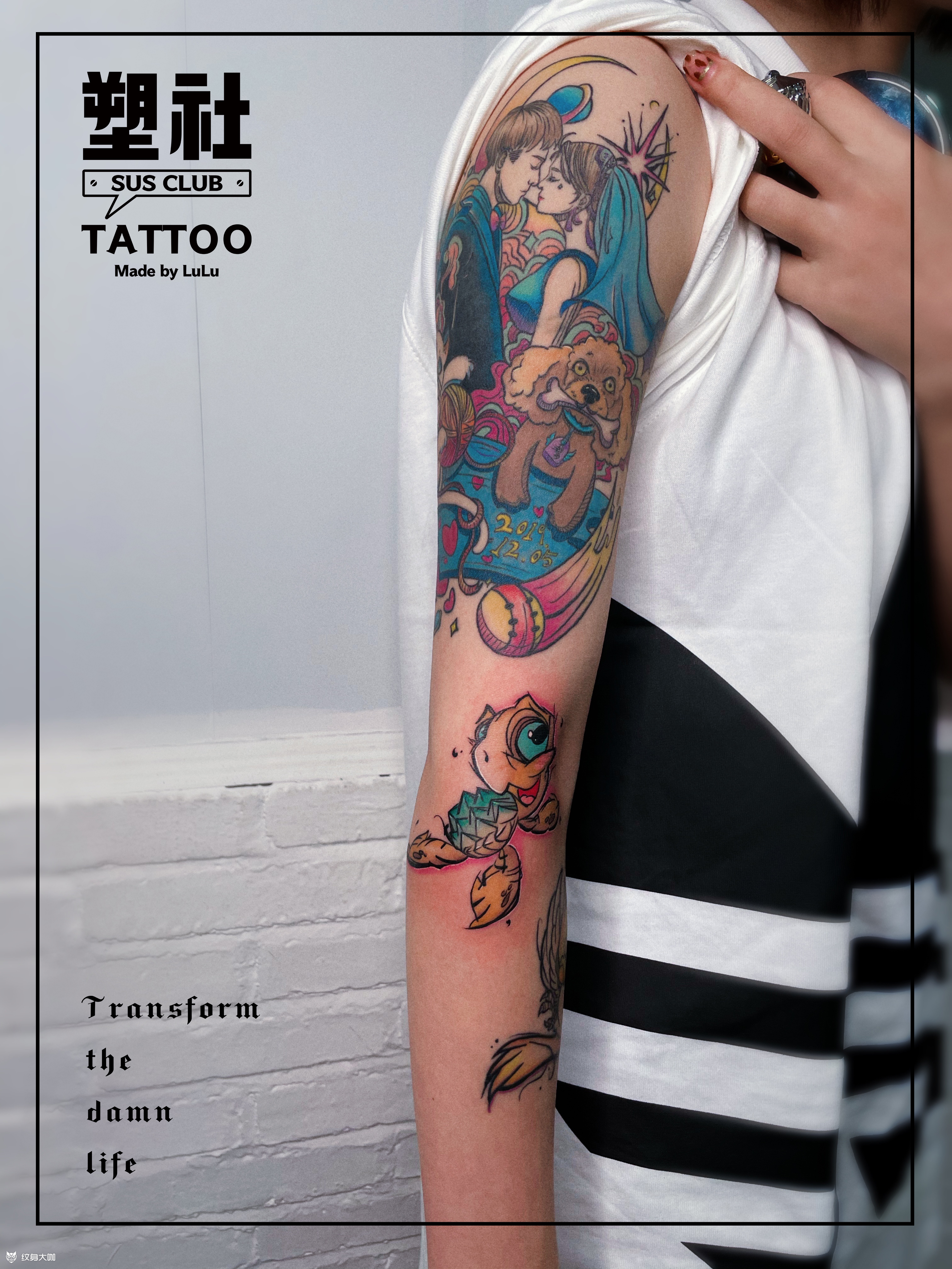 拼接卡通花臂_纹身图案手稿图片_sus tattoo 露露的