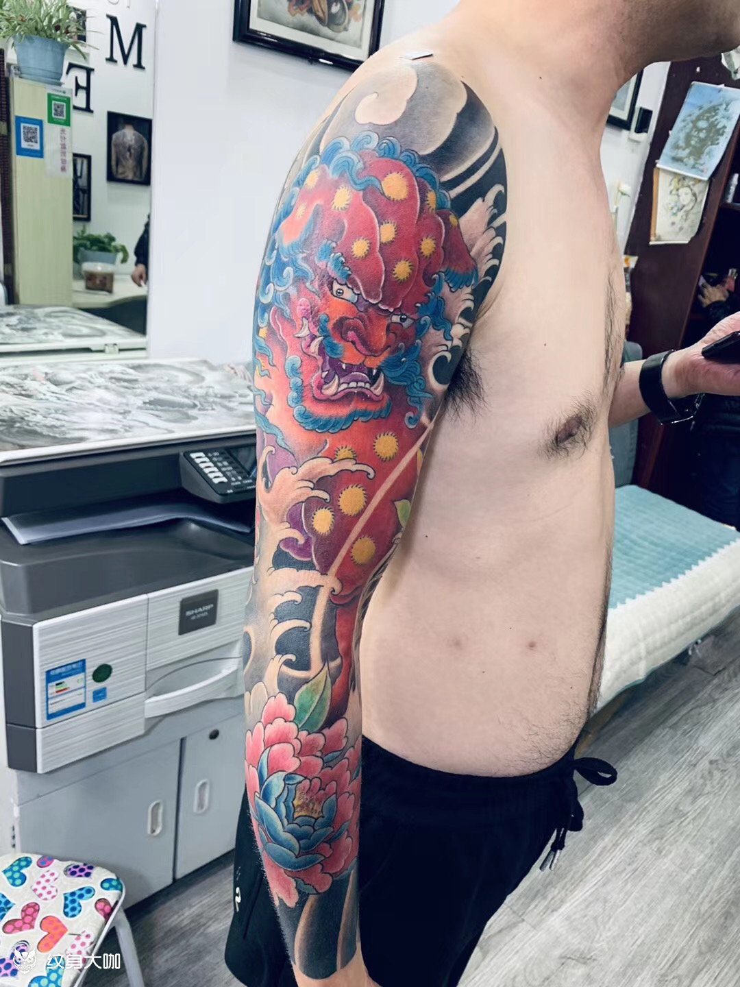 传统花臂#唐狮纹身_纹身图案手稿图片_葛红伟的纹身作品集