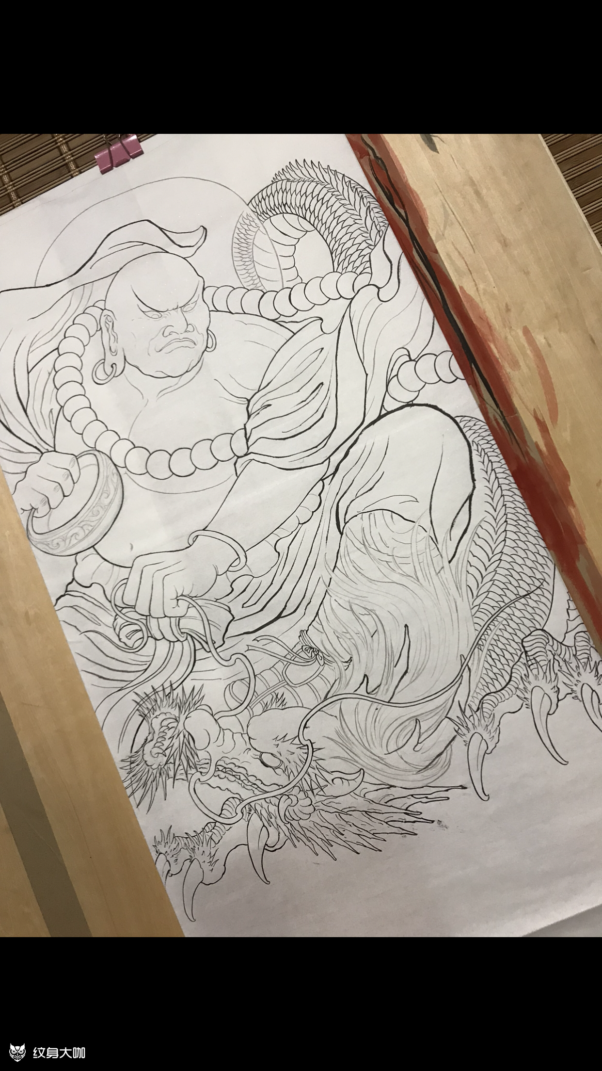 罗汉降龙_纹身图案手稿图片_高建的纹身作品集
