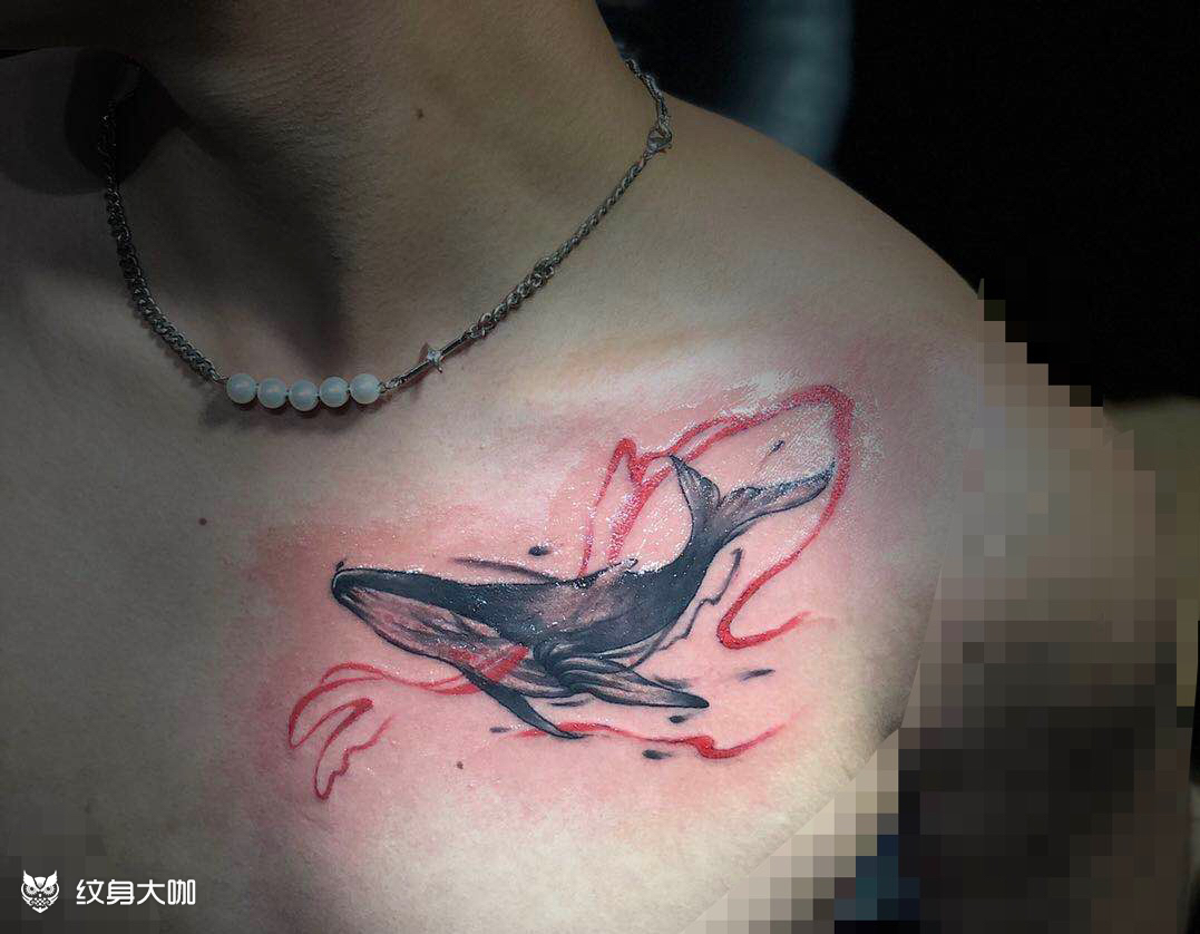 鲸鱼_纹身图案手稿图片_纹画人的纹身作品集