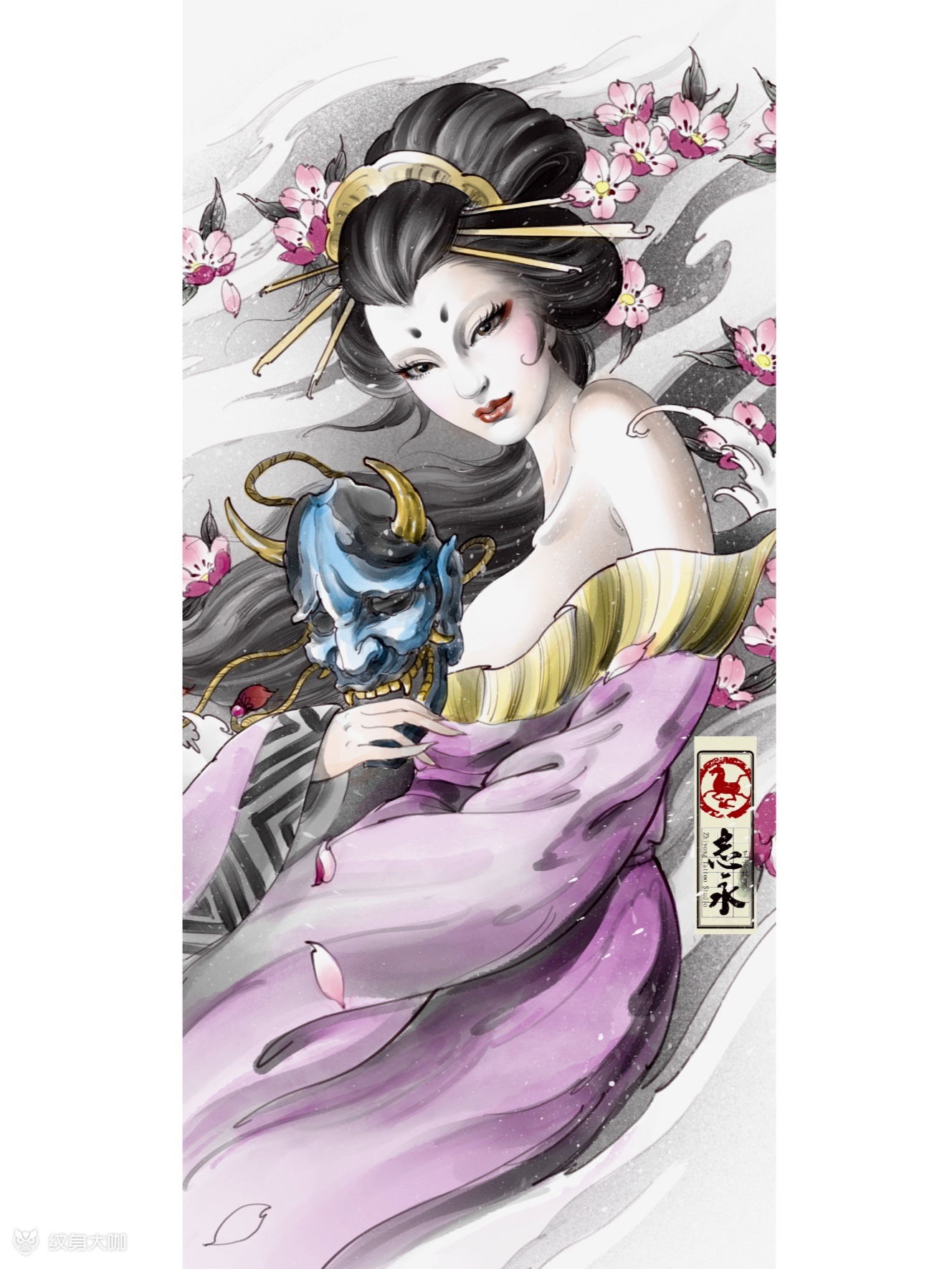 艺伎设计_纹身图案手稿图片_马志永的纹身作品集