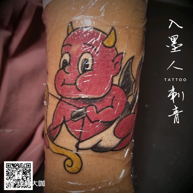 小恶魔 丘比特_纹身图案手稿图片_柒叔的纹身作品集