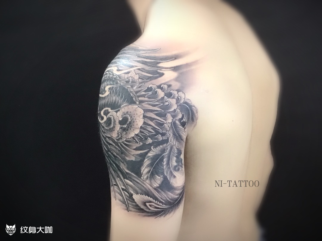 小臂水彩凤凰纹身图案 - 广州纹彩刺青
