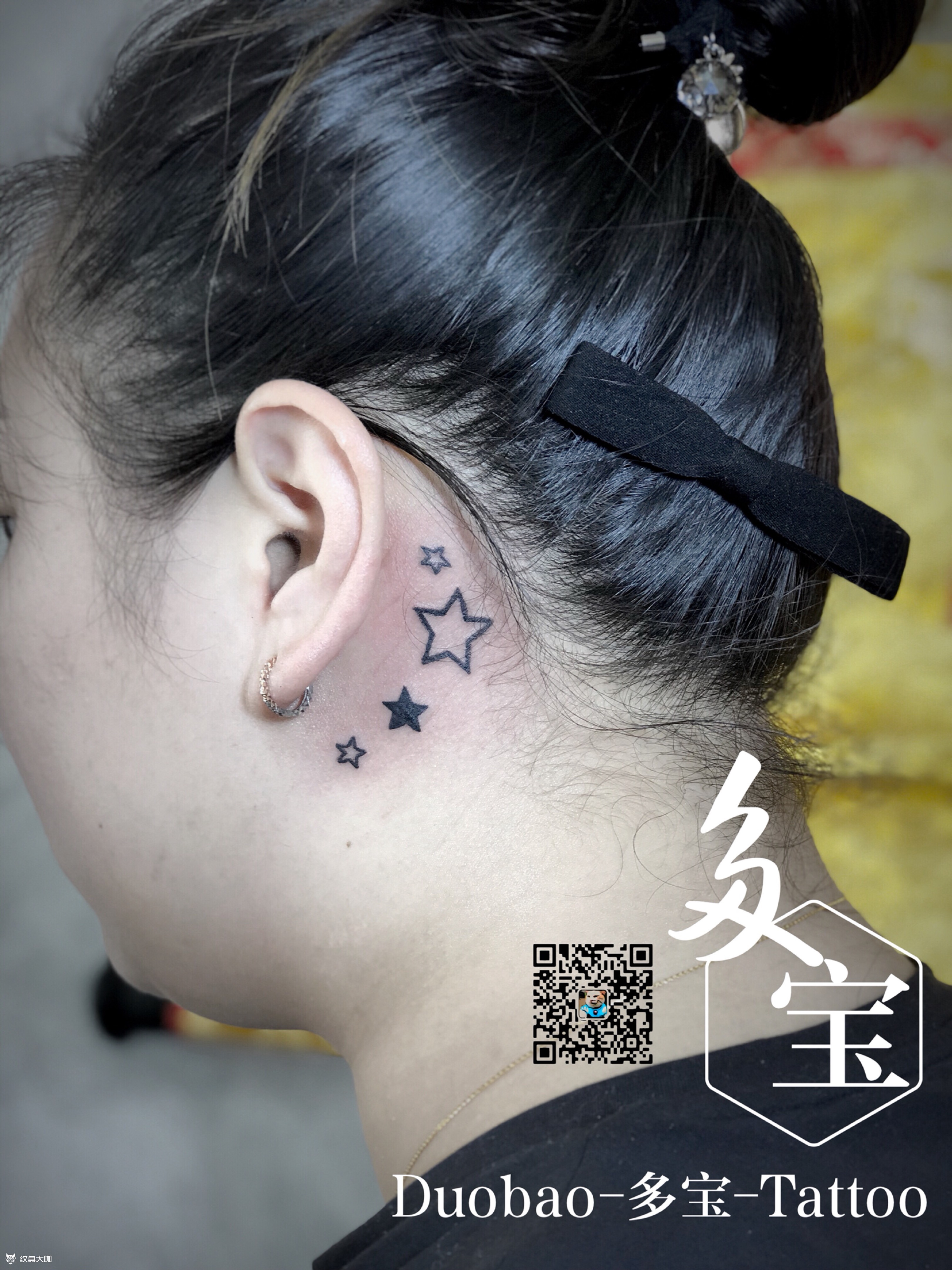 耳后星星_纹身图案手稿图片_薛菁的纹身作品集