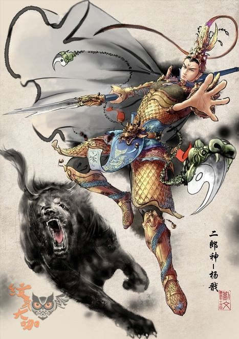 二郎神_纹身图案手稿图片_咖小妹的纹身作品集