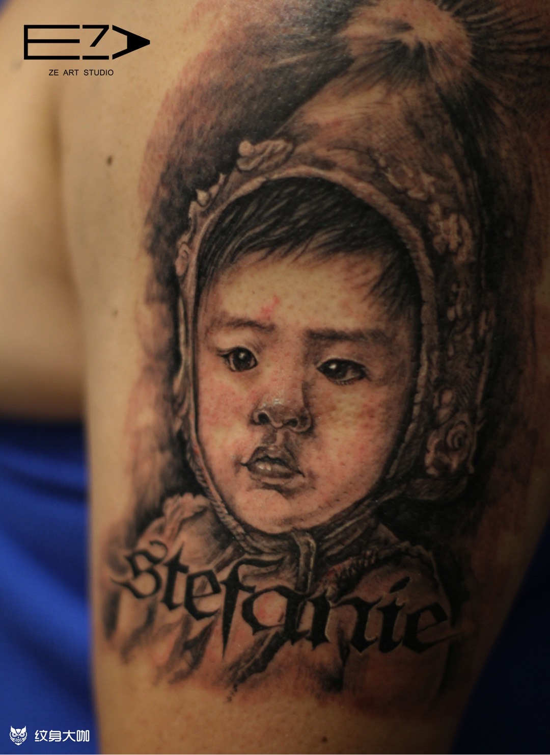 子女肖像_纹身图案手稿图片_张泽的纹身作品集