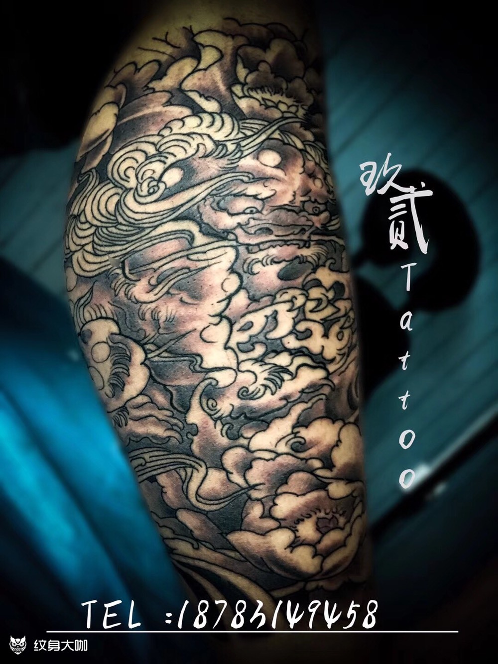 唐狮包小腿_纹身图案手稿图片_筠连玖贰tattoo的纹身
