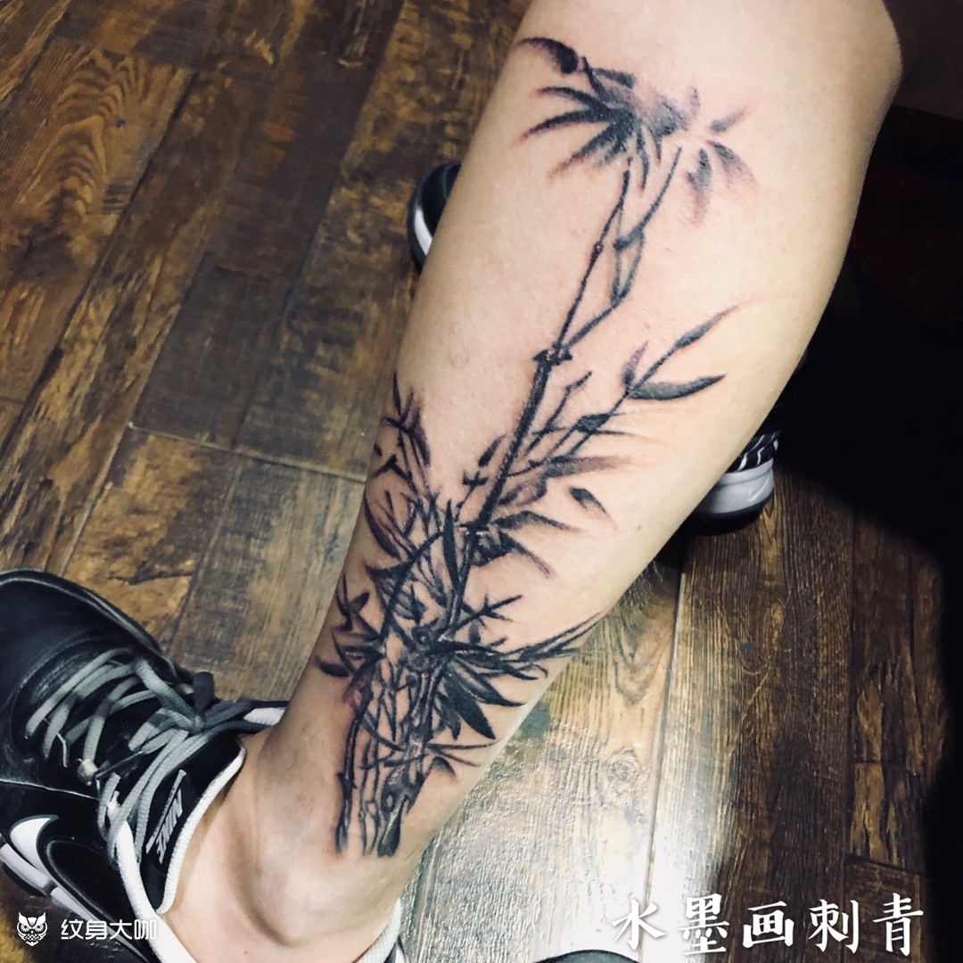 竹 寓意节节高生,木生万物_纹身图案手稿图片_程文汉的纹身作品集