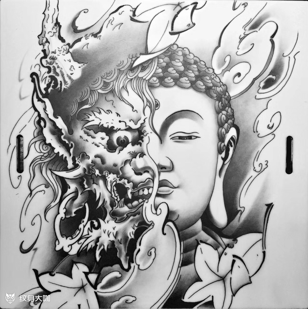 佛魔一念间练习作品_纹身图案手稿图片_李修的纹身作品集
