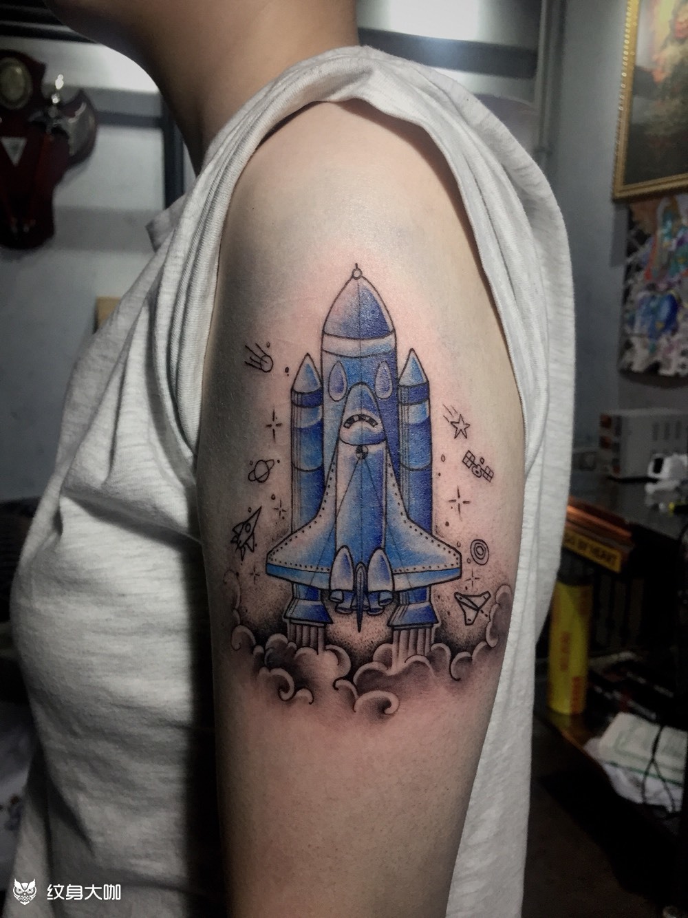 宇宙飞船_纹身图案手稿图片_肖峰的纹身作品集