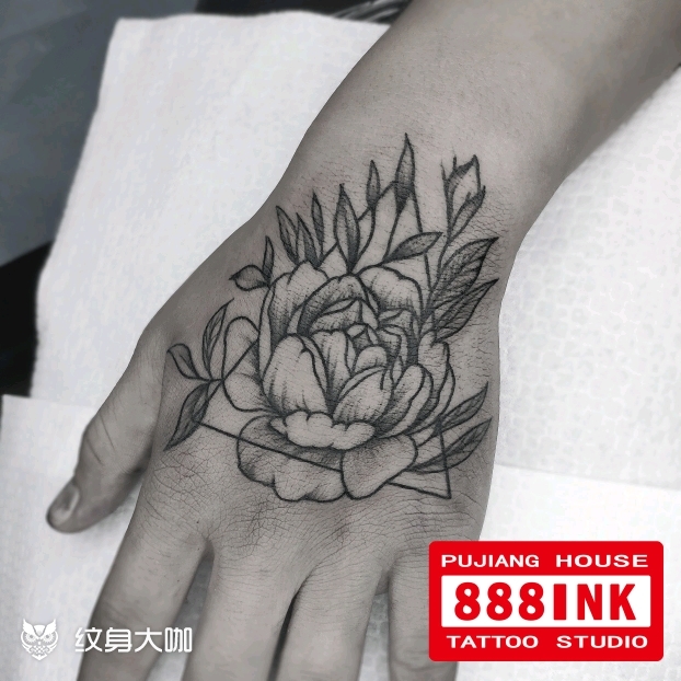 手背几何素花_纹身图案手稿图片_浦江888tattoo的纹身作品集