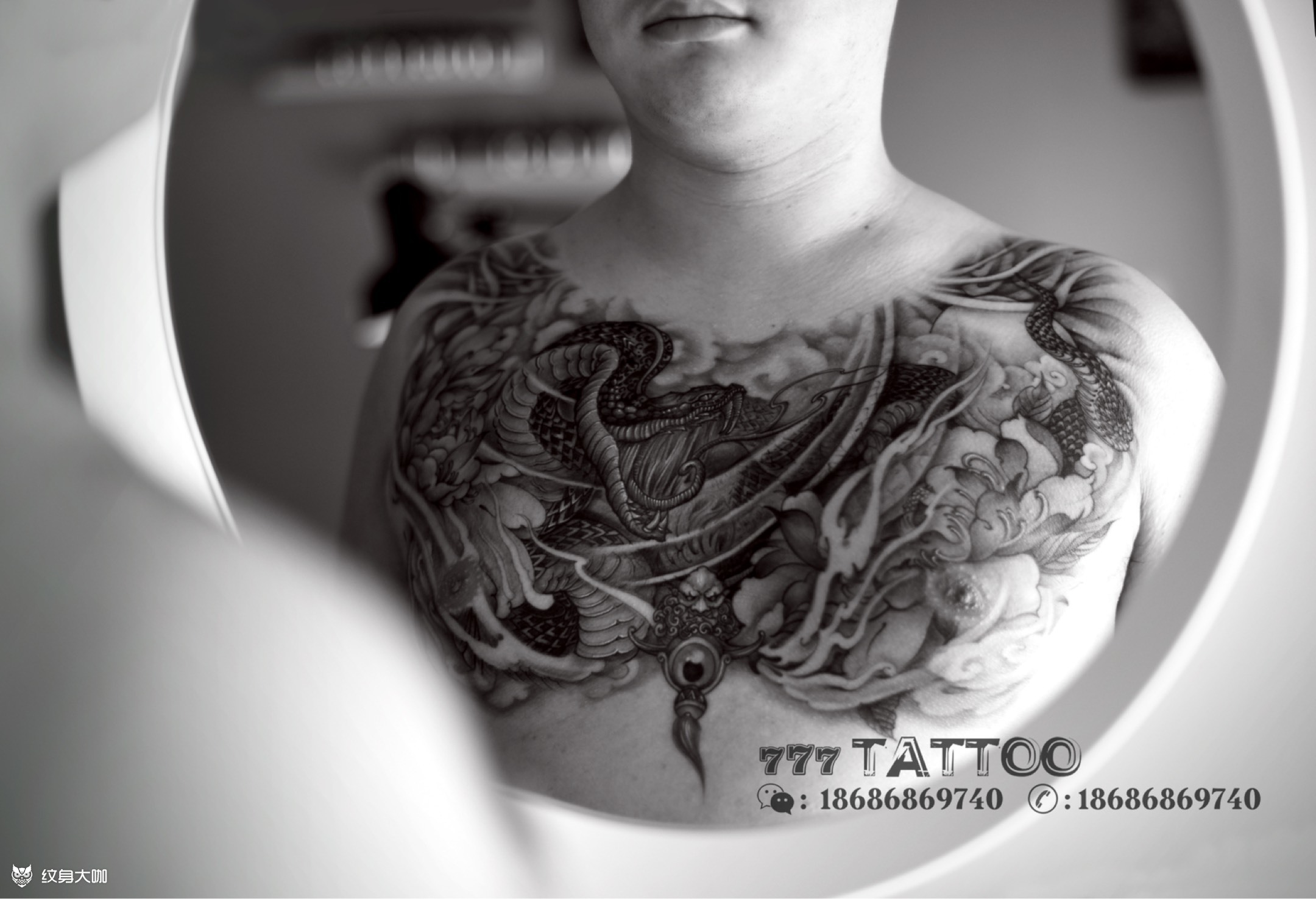 胸前神秘玛雅图腾半胛纹身图案 - 广州纹彩刺青