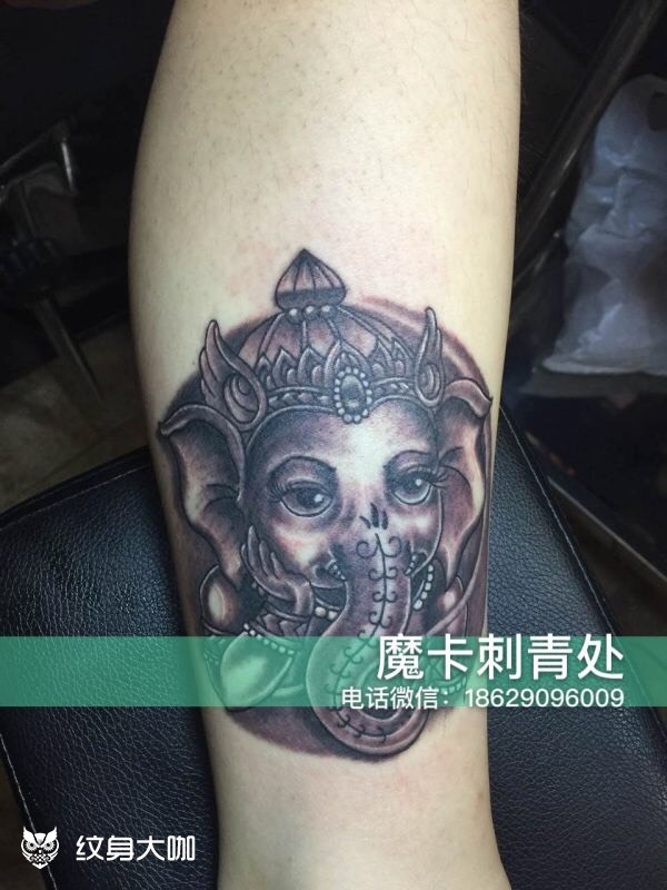 象鼻财神_纹身图案手稿图片_魔卡刺青处的纹身作品集
