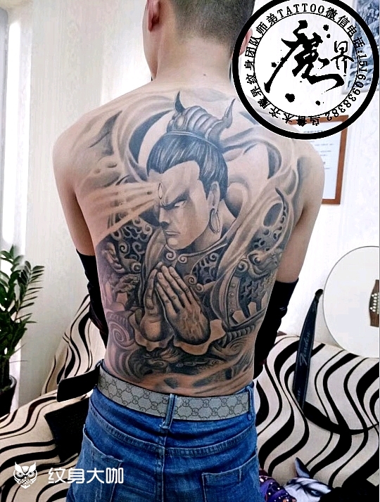 满背二郎神_纹身图案手稿图片_魔界tattoo—师弟的纹身作品集