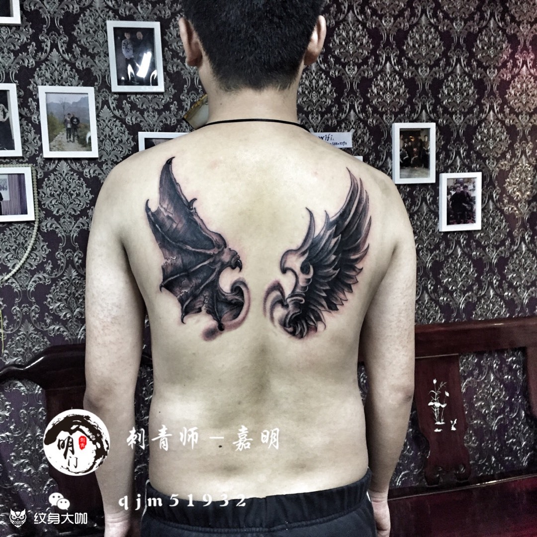 恶魔与天使._纹身图案手稿图片_明门刺青的纹身作品集