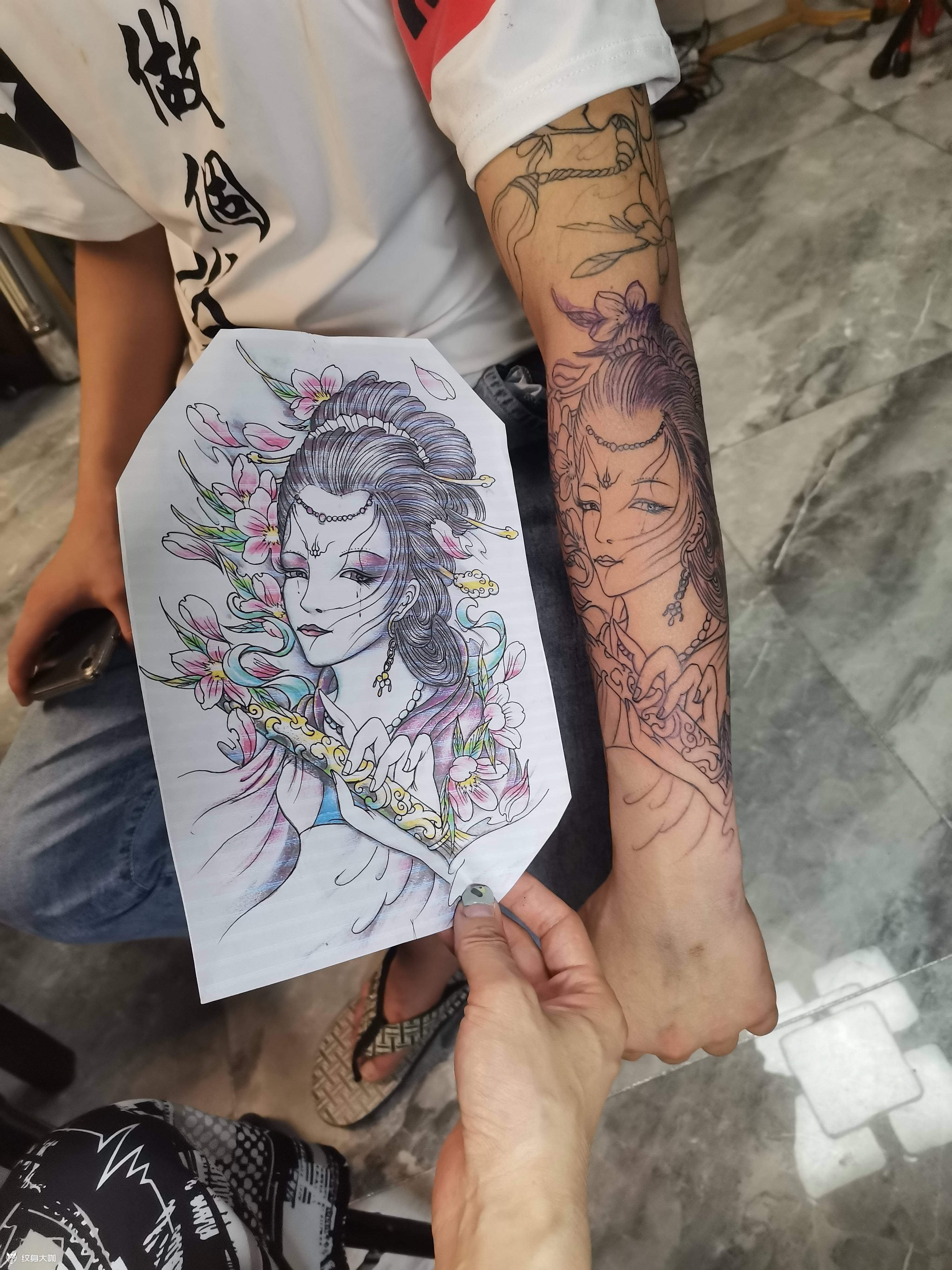 小臂艺妓线条_纹身图案手稿图片_济南花姐的纹身作品集