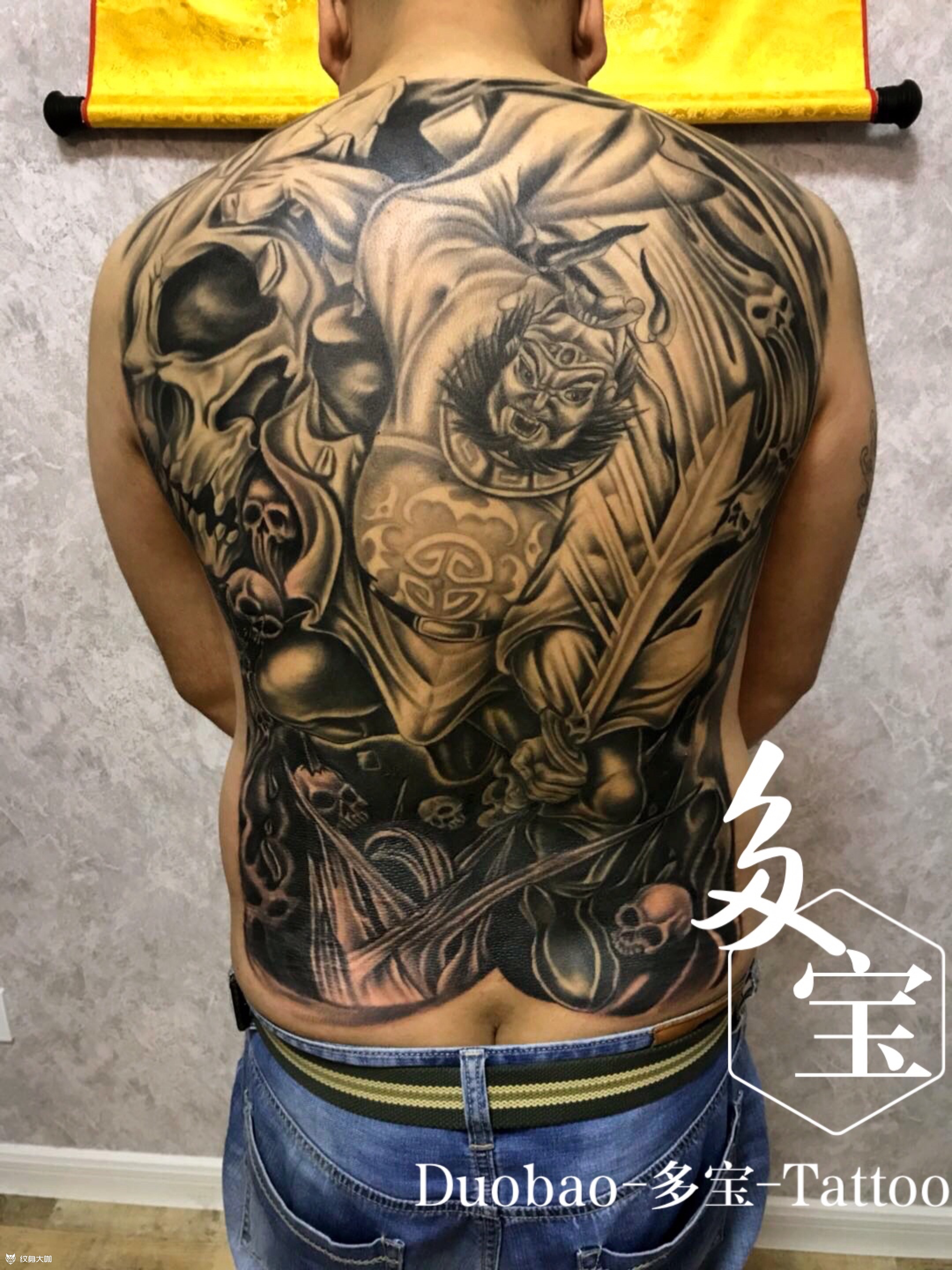 满背钟馗 _纹身图案手稿图片_薛菁的纹身作品集