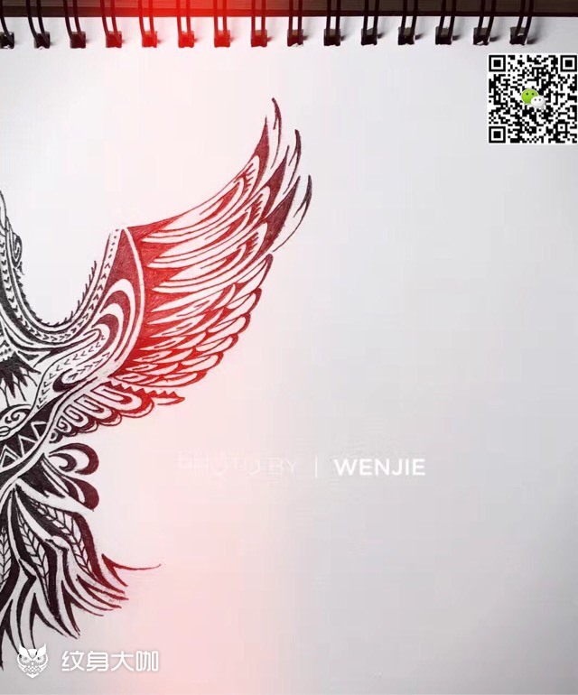 不死鸟图腾_纹身图案手稿图片_文杰的纹身作品集