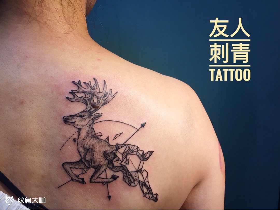 麋鹿_纹身图案手稿图片_陈小马的纹身作品集
