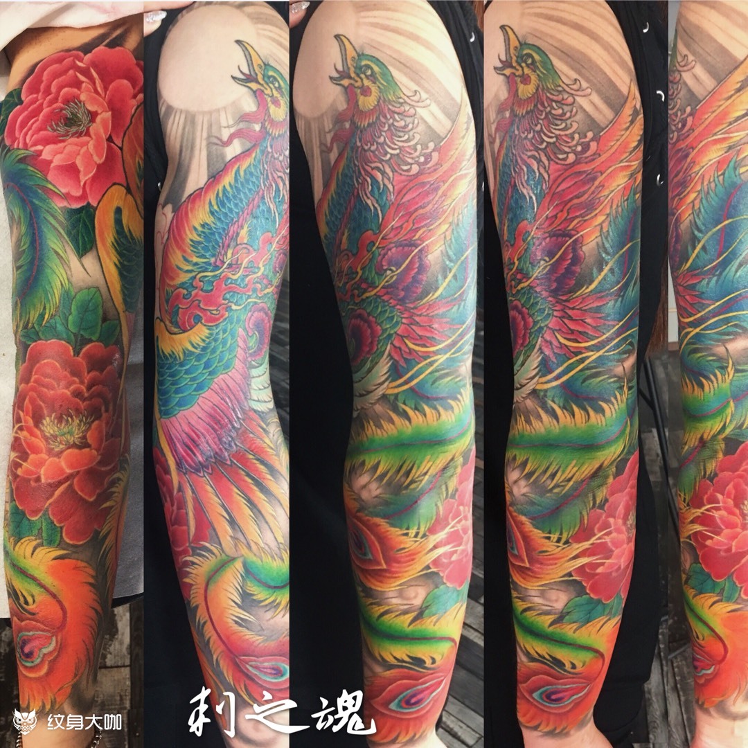 丹凤朝阳_纹身图案手稿图片_李月亮的纹身作品集