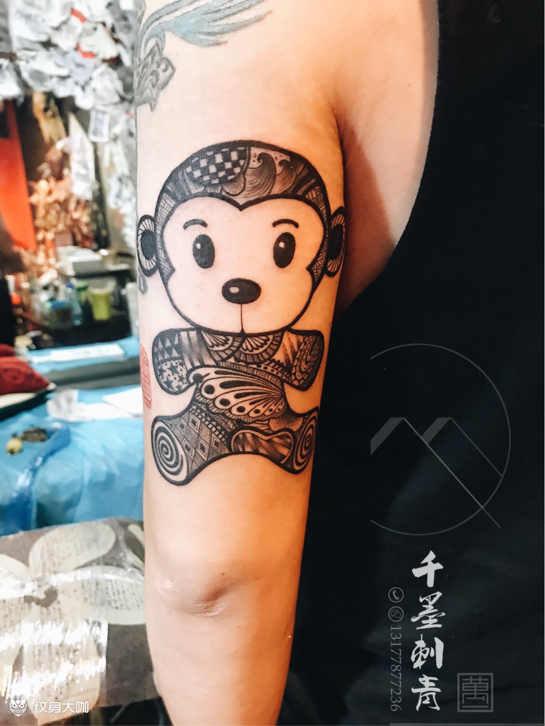 小猴子_纹身图案手稿图片_万一的纹身作品集