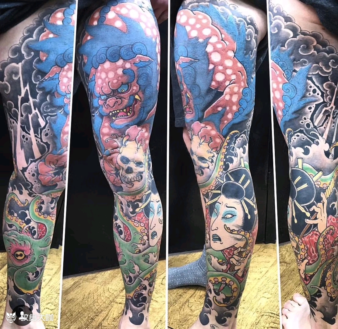 传统花腿_纹身图案手稿图片_唐良快的纹身作品集