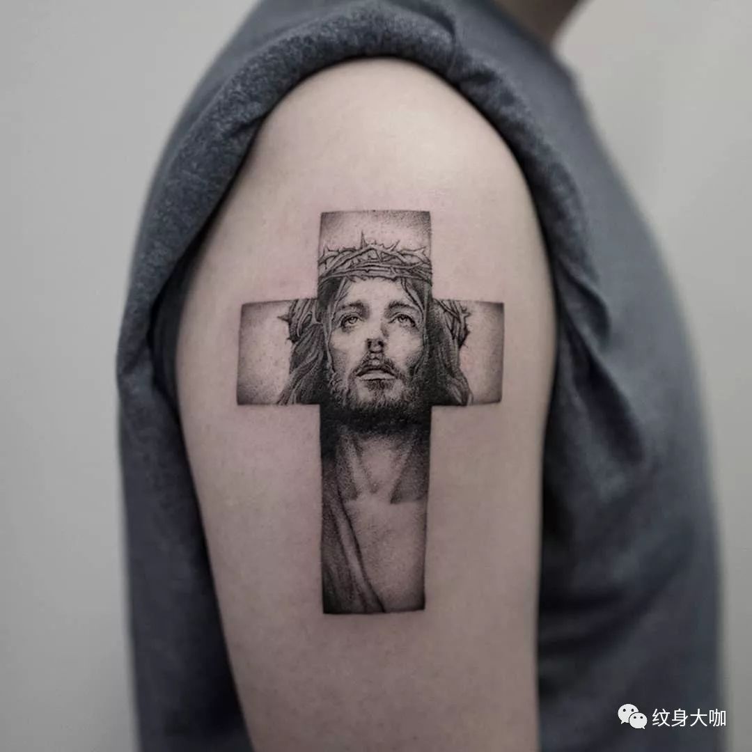 耶稣纹身图片十字架-千图网