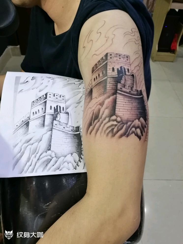 长城_纹身图案手稿图片_中山刺魂堂的纹身作品集