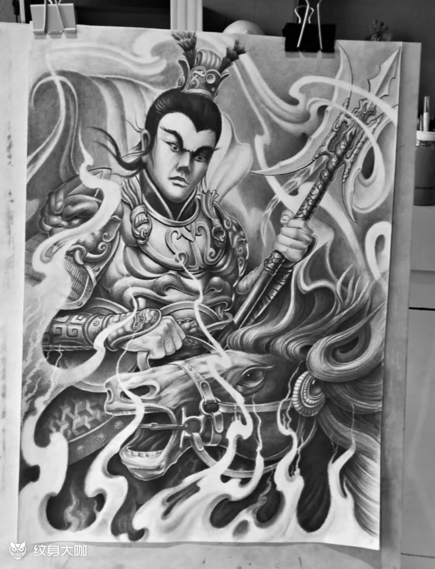 特价满背吕布_纹身图案手稿图片_蒋凯的纹身作品集