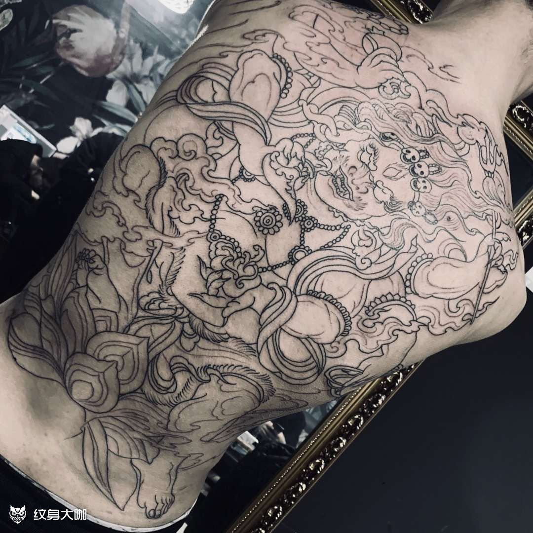 大黑天线稿_纹身图案手稿图片_inkz的纹身作品集