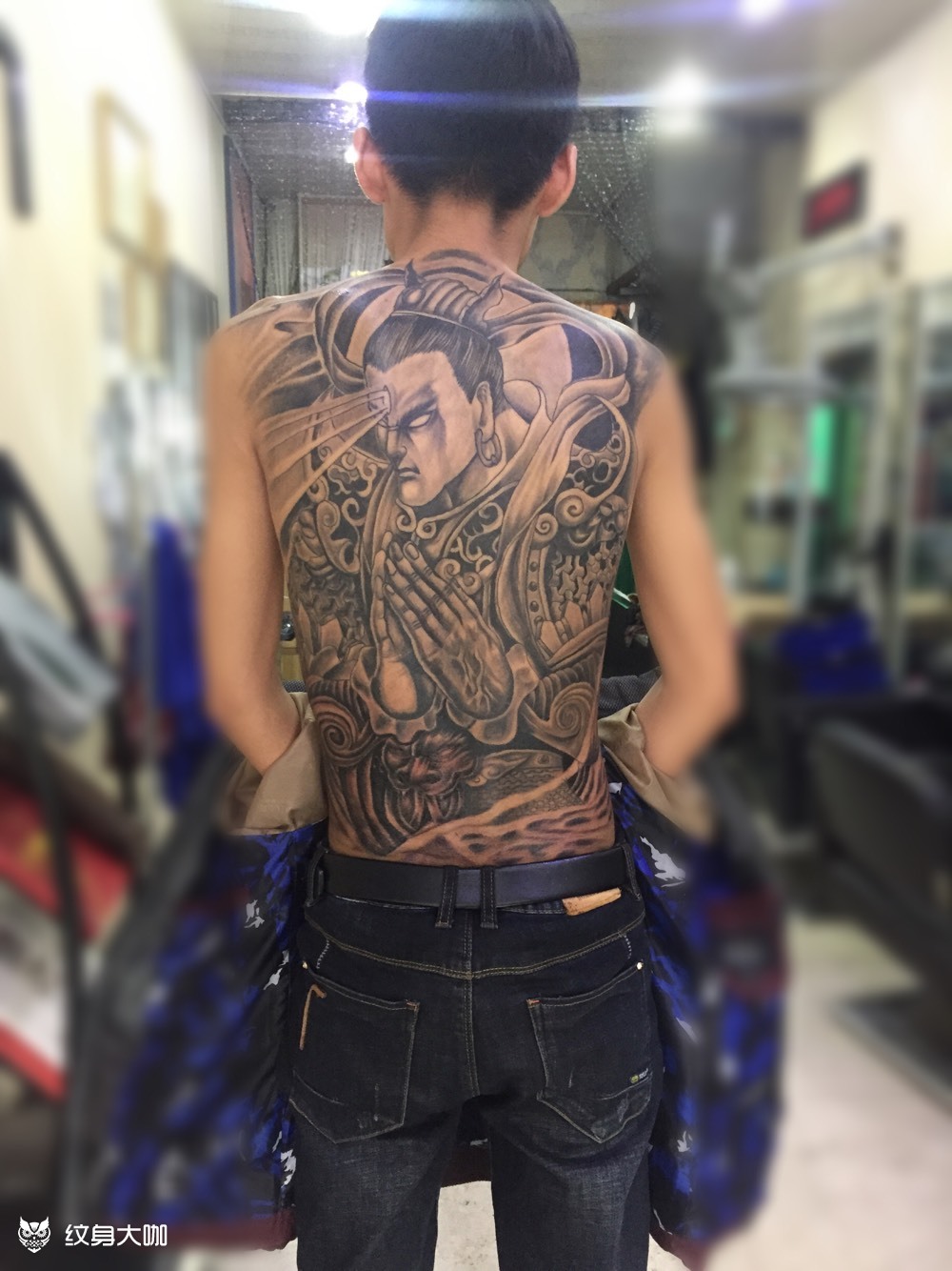 满背二郎神_纹身图案手稿图片_段金龙的纹身作品集