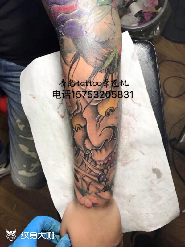 包小臂般若_纹身图案手稿图片_李飞机的纹身作品集