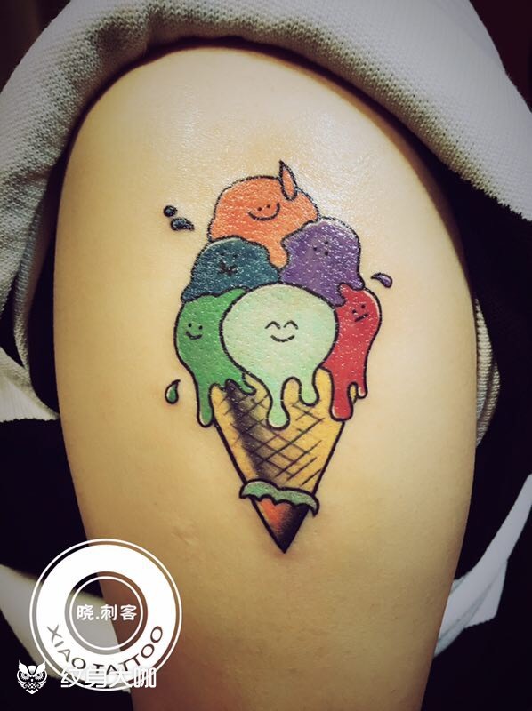 彩色冰淇淋甜筒_纹身图案手稿图片_雾·隐-欣的纹身