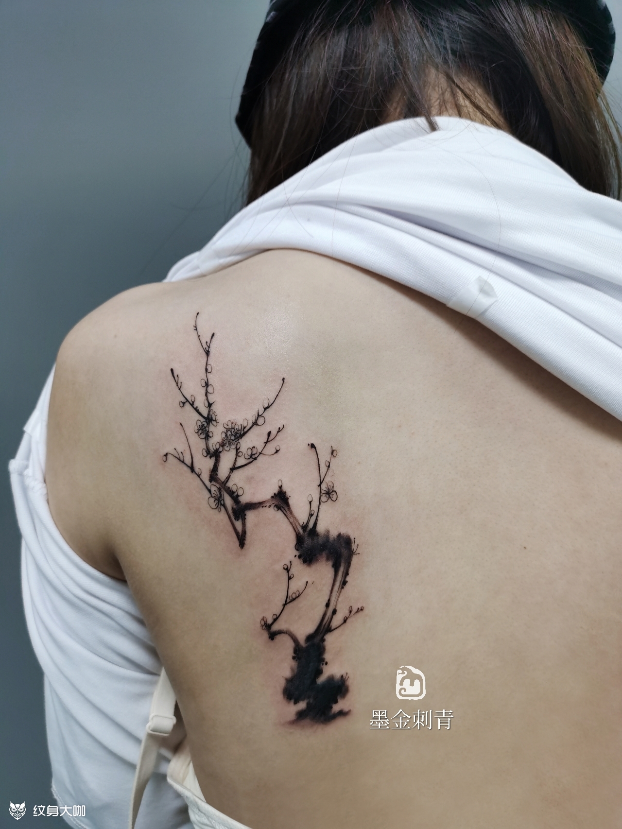 水墨梅花_纹身图案手稿图片_邱国金的纹身作品集