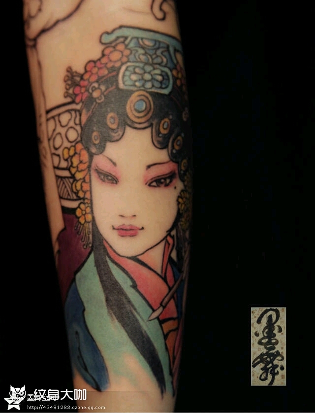 青衣_纹身图案手稿图片_刘湛的纹身作品集