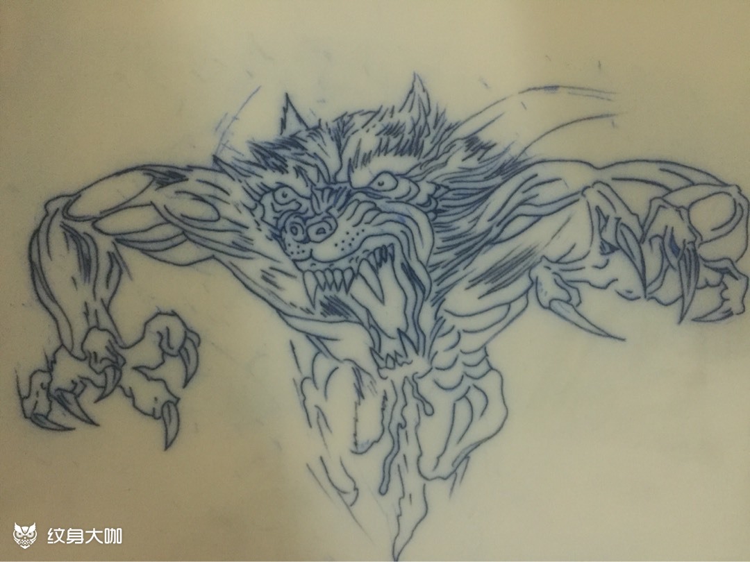 狼_纹身图案手稿图片_老鬼的纹身作品集