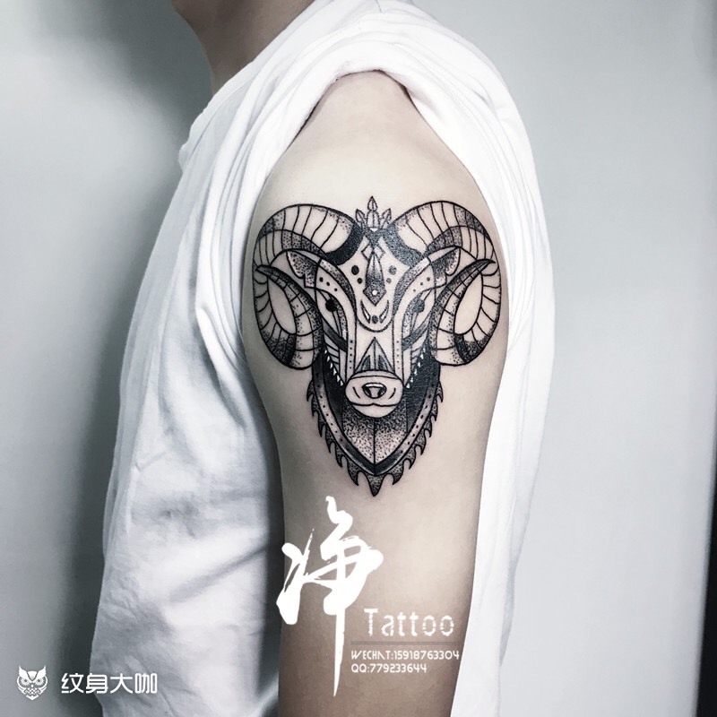 点刺羊_纹身图案手稿图片__jing的纹身作品集