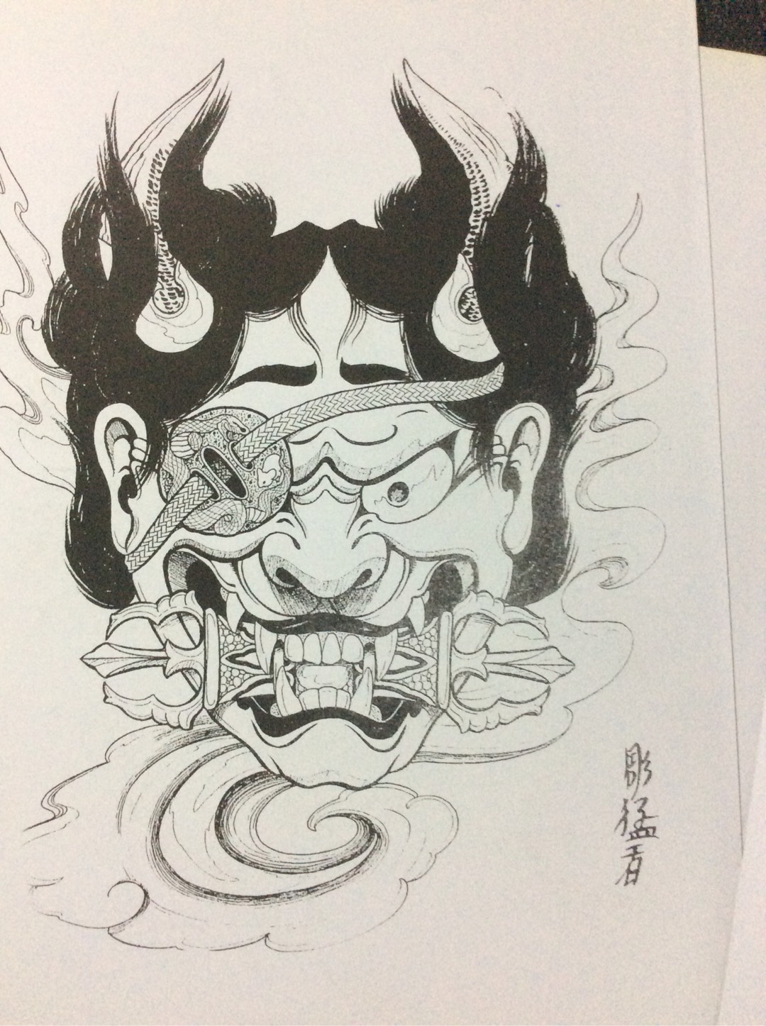 雕猛者般若手稿_纹身图案手稿图片_何忠的纹身作品集