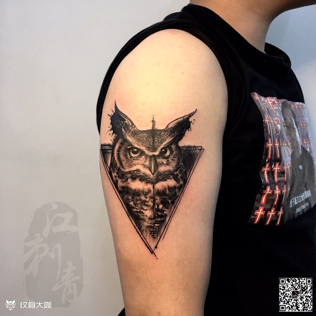 猫头鹰_纹身图案手稿图片_刘江的纹身作品集