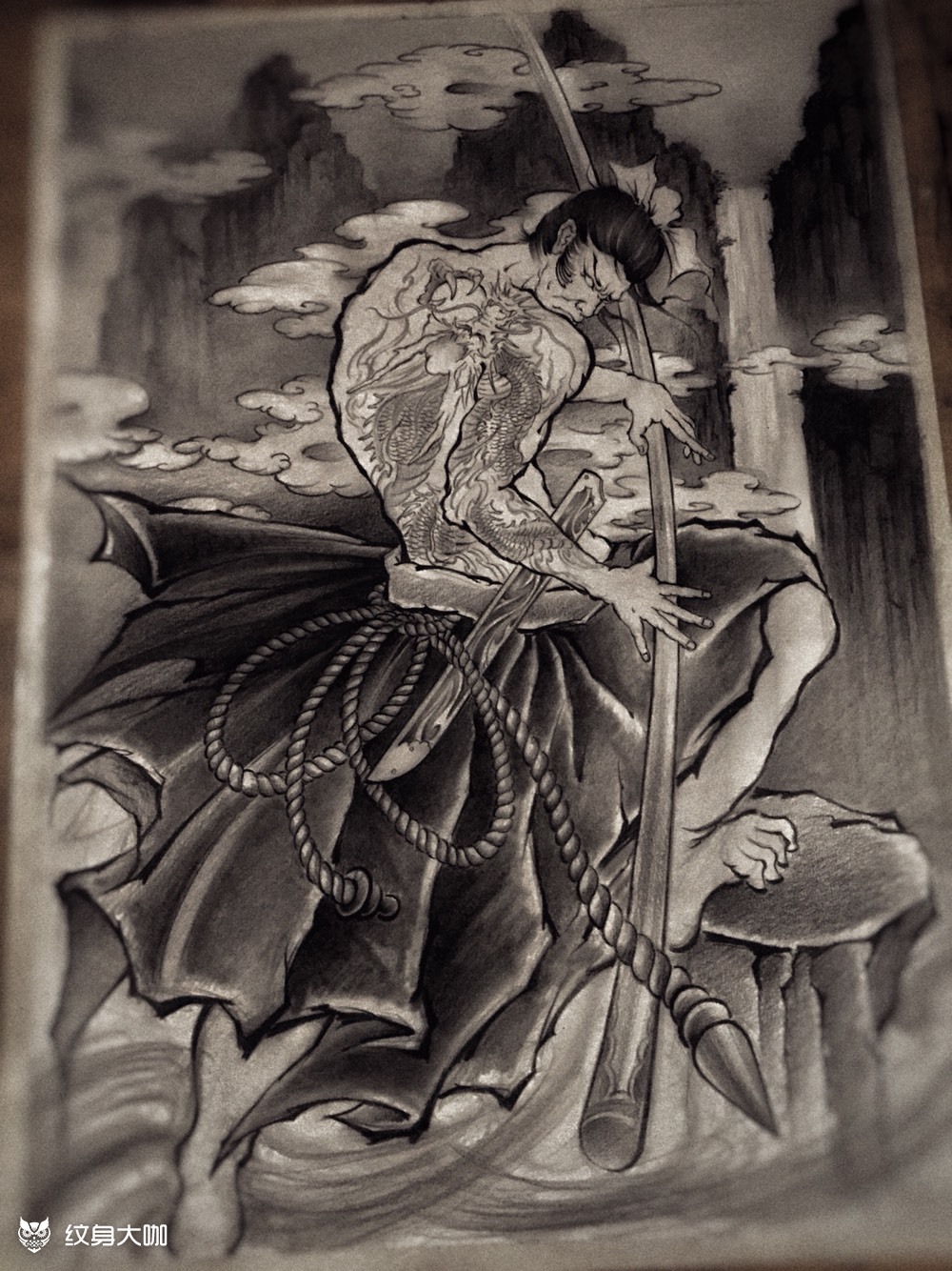 九纹龙_纹身图案手稿图片_小东的纹身作品集