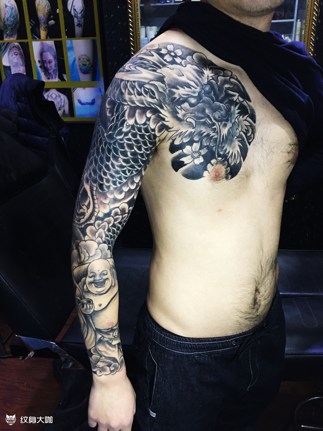 花臂半甲_纹身图案手稿图片_刘奇彬的纹身作品集