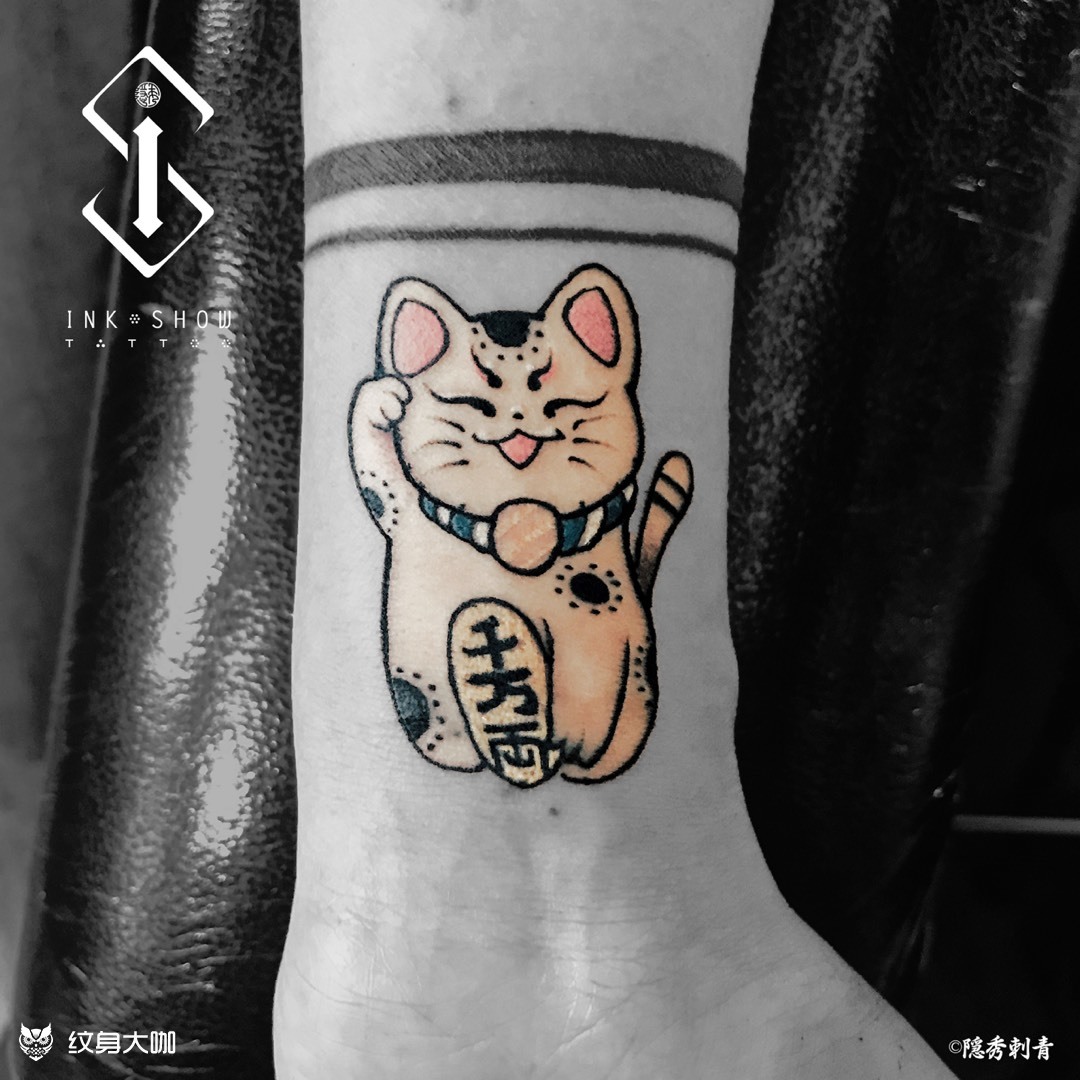 小臂招财猫_纹身图案手稿图片_song的纹身作品集