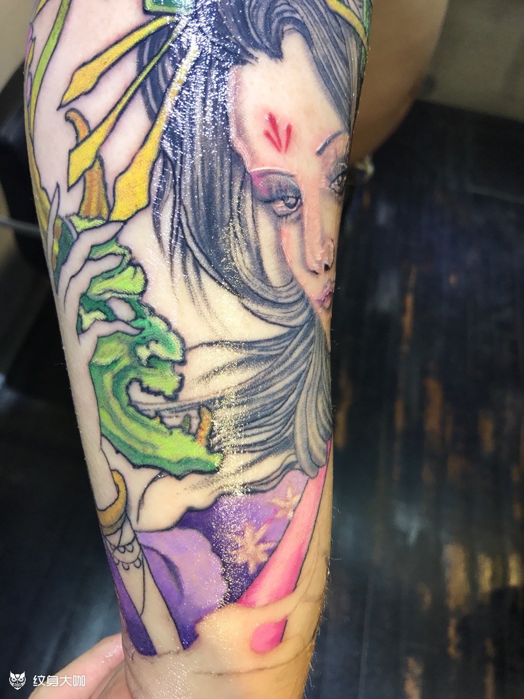 艺姬花臂一部分_纹身图案手稿图片_丁园长的纹身作品集